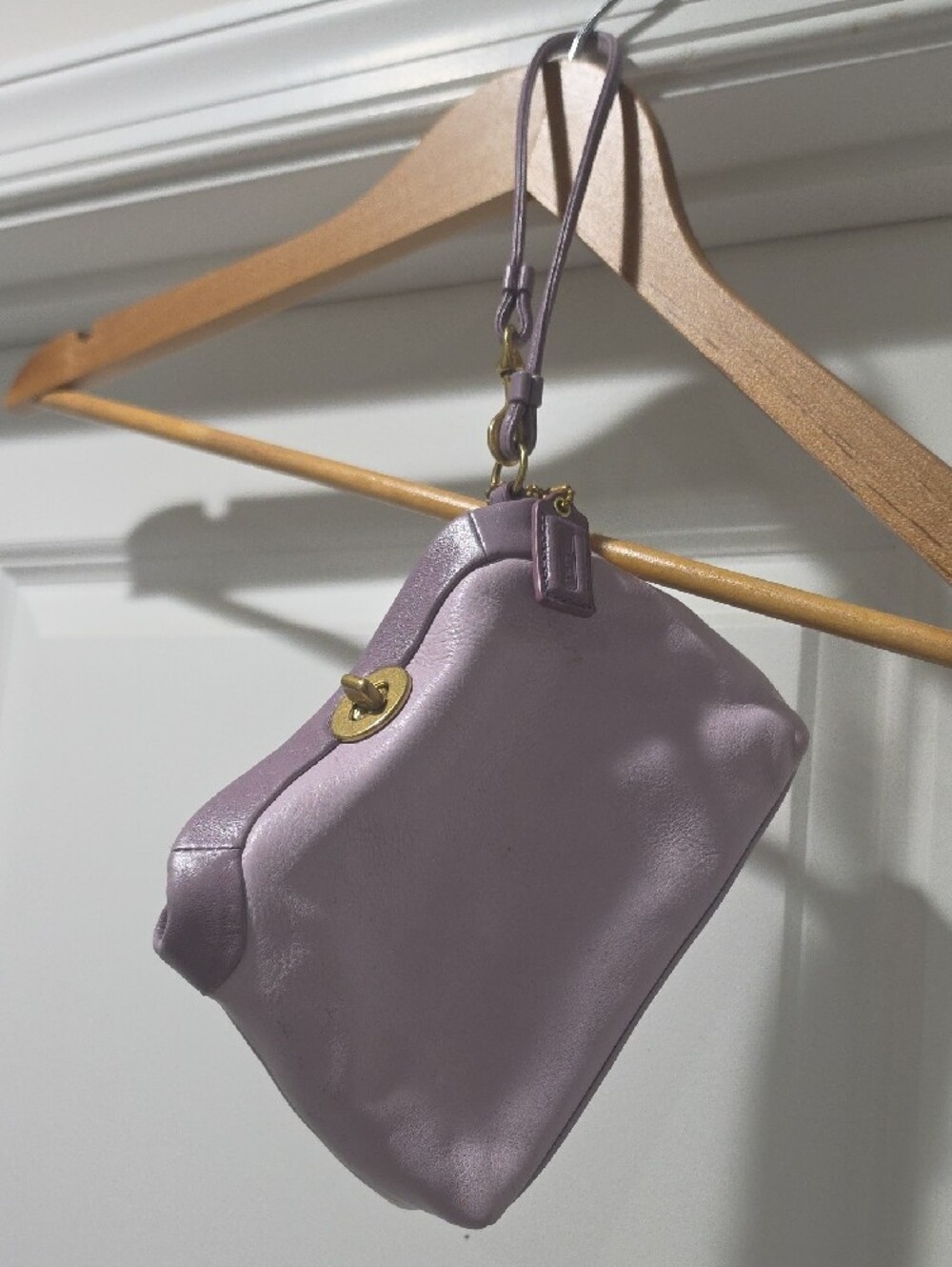 Coach Lilac Leather Wristlet Clutch with Gold Hardware - Picture 3 of 9